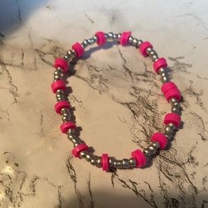 Pink and silver beaded bracelet